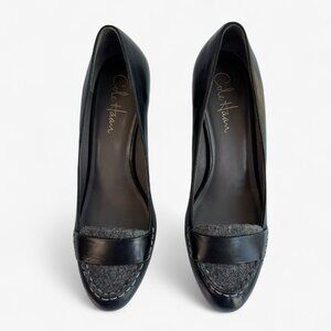 Cole Haan Heels Violet Air Moc Pump 90 Black Leather Gray Wool Womens Size 8